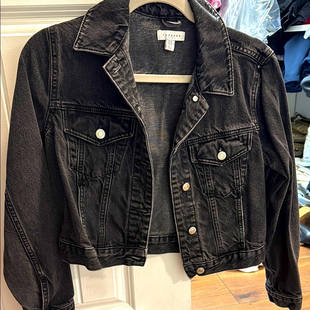 TopShop Black Denim Jean Jacket